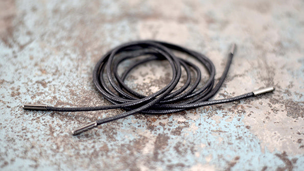 Black Cotton Shoe lace 110cm with metal aglets