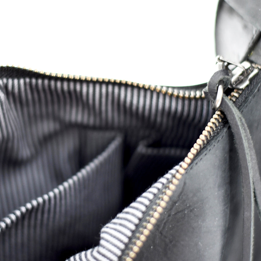 The Maude Trapezoid Bag - Black Bovine Leather