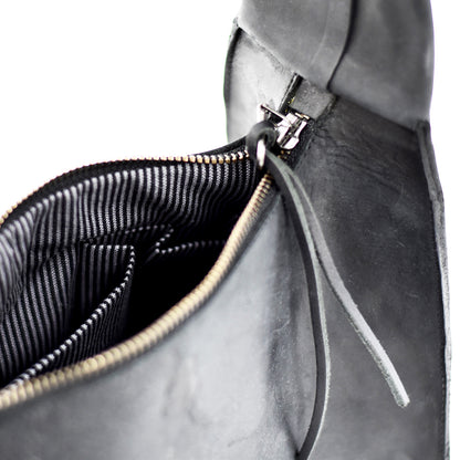 The Maude Trapezoid Bag - Black Bovine Leather