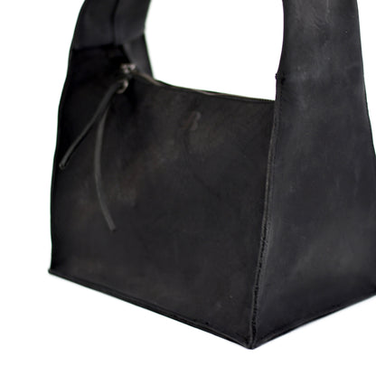 The Maude Trapezoid Bag - Black Bovine Leather