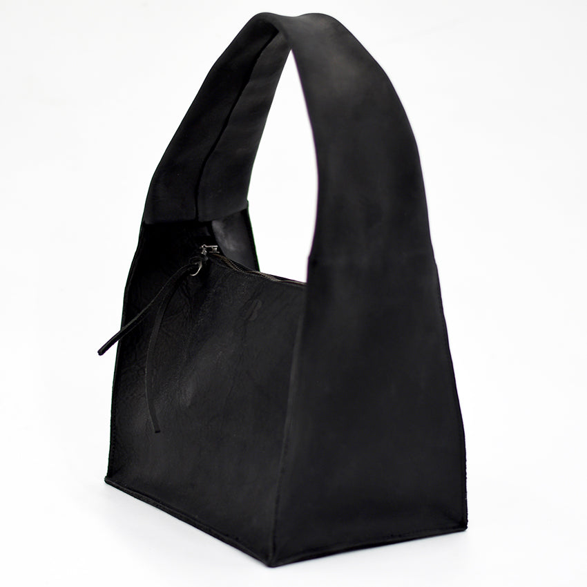 The Maude Trapezoid Bag - Black Bovine Leather