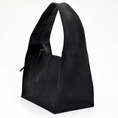 The Maude Trapezoid Bag - Black Bovine Leather