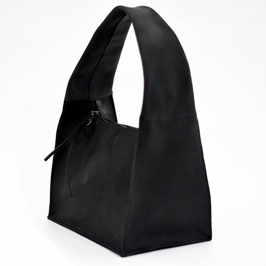 The Maude Trapezoid Bag - Black Bovine Leather