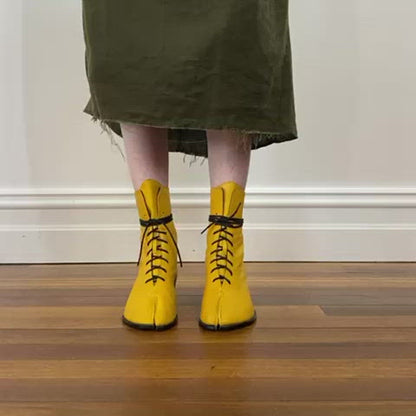 Buttery soft Mustard Yellow leather boots