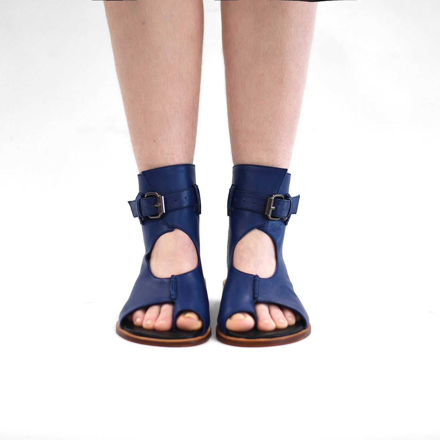 The Augusta Shoe - blue,  Handcrafted sandals with a simple yet elegant design