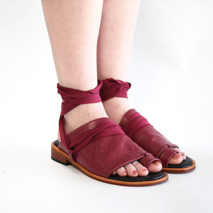 Perfect for walking with comfy low heel on Raspberry Red Vulcan Slides