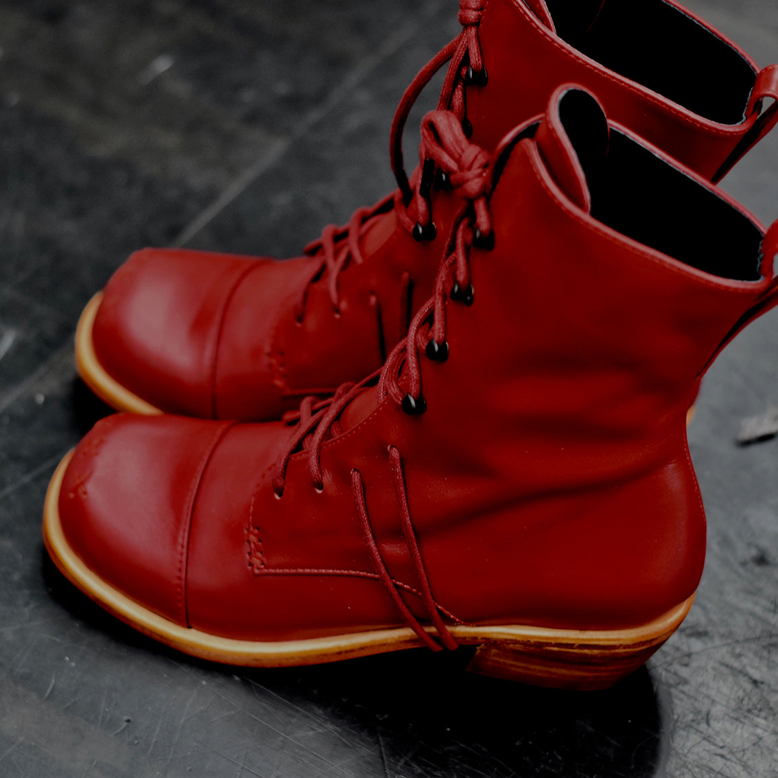 The Banner Boot Red Stylish Hand Stitched Details Booker