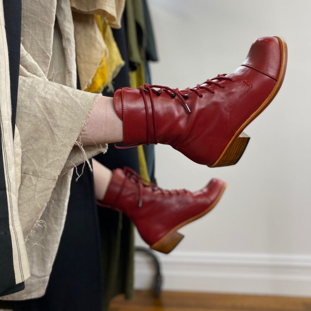 The Banner Boot - Red, Engineered seams & hand-stitched details