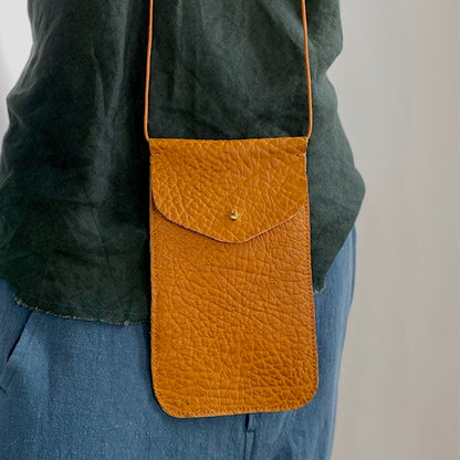 The Phone Bag - Natural - Textured, Adjustable waxed cotton cord strap